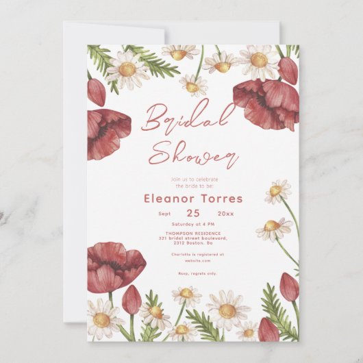 Boho Floral Waterverf Bridal Shower Kaart (Voorkant)