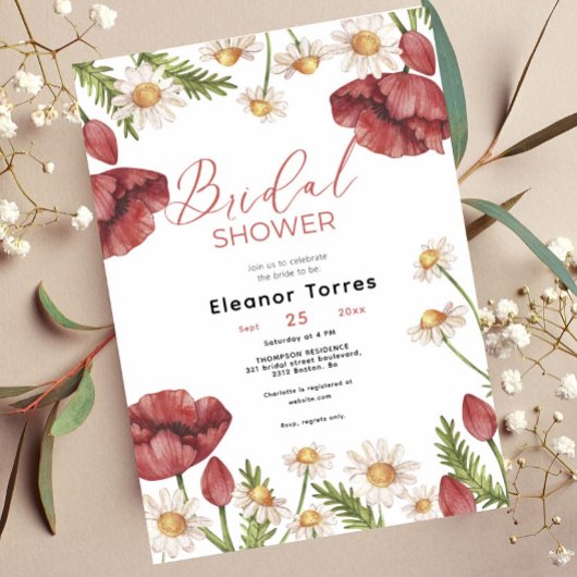 Boho Floral Waterverf Bridal Shower Kaart