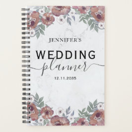 Boho Floral Waterverf Burgundy Wedding Planner