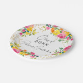 Boho Floral Waterverf Gold Glitter Afstuderen Papieren Bordje (Gekanteld)