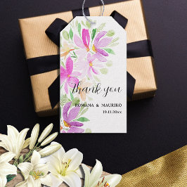 Boho Floral Waterverf Handgeschilderd Monogram Cadeaulabel