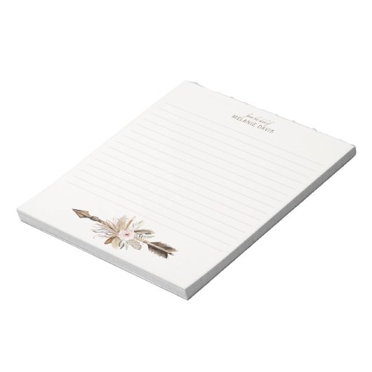 Boho Floral Waterverf Notitieblok – Rustic Antler  (Linkerzijde)