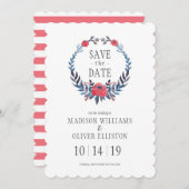 Boho Floral Waterverf Red Roses | Datum opslaan Save The Date (Voorkant / Achterkant)