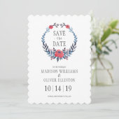 Boho Floral Waterverf Red Roses | Datum opslaan Save The Date (Staand voorkant)