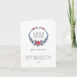 Boho Floral Waterverf Red Roses | Moederdag Kaart