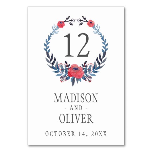 Boho Floral Waterverf Red Roses | Weddenschap Kaart (Voorkant)