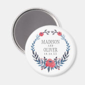 Boho Floral Waterverf Red Roses | Weddenschap Magneet (Voorkant / Achterkant)