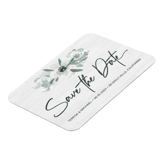 Boho Floral Waterverf Sparen de datumHandlettering Magneet (Linkerzijde)