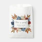 Boho Floral, Waterverf van Navy en Rust, bruiloft  Bedankzakje (Voorkant)