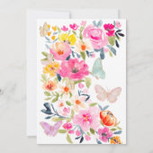 Boho floral waterverf vlinders quinceanera kaart (Achterkant)