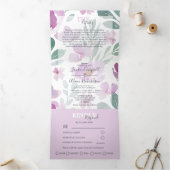 Boho Floral Waterverf Wedding Drieluik Uitnodiging (Binnen)