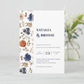 Boho Floral Waterverf Wedding Invitation Kaart (Staand voorkant)