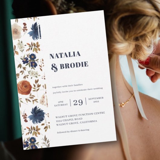 Boho Floral Waterverf Wedding Invitation Kaart