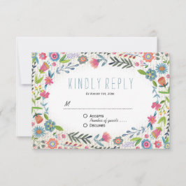 Boho Floral Waterverf Wedding | Kaart RSVP-antwoor