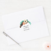 Boho Floral Waterverf Wedding Ronde Sticker (Envelop)