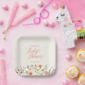 Boho Floral Waterverf Wildflower Baby shower Papieren Bordje (Feest)