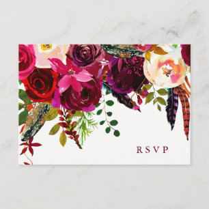 Boho Floral Weddenschap RSVP Kaartje