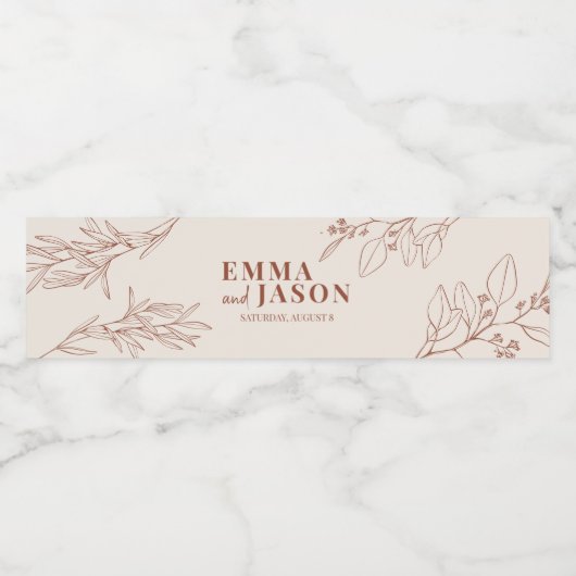 Boho Floral Weddenschap Water Flacel Etiket (Enkel label)