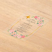 Boho Floral  Wedding  Acryl Uitnodigingen (Laagn)