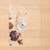 Boho Floral Wedding Acryl Uitnodigingen (Voorkant)