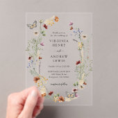 Boho Floral Wedding Acryl Uitnodigingen (Insitu (Draagbaar))