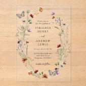Boho Floral Wedding Acryl Uitnodigingen (Voorkant)