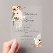 Boho Floral Wedding Acrylic Invitation Acryl Uitnodigingen (Insitu (Draagbaar))