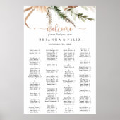 Boho Floral Wedding Alfabetical Seating Chart Poster (Voorkant)