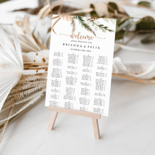 Boho Floral Wedding Alfabetical Seating Chart Poster