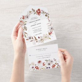 Boho Floral Wedding All In One Uitnodiging