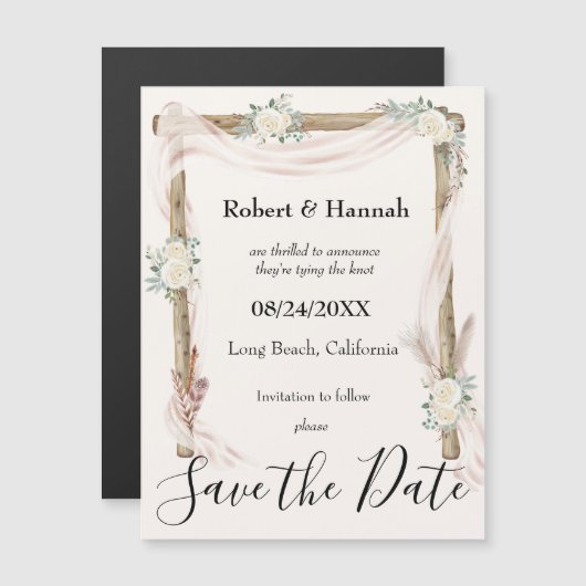 Boho Floral Wedding Arch Save the Date Magnet (Voorkant / Achterkant)