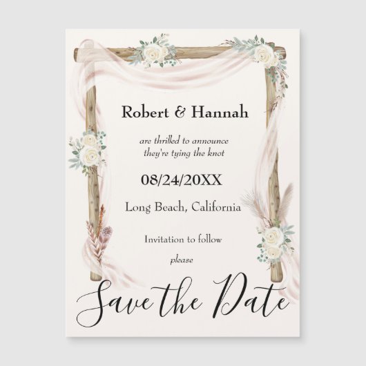 Boho Floral Wedding Arch Save the Date Magnet (Voorkant)