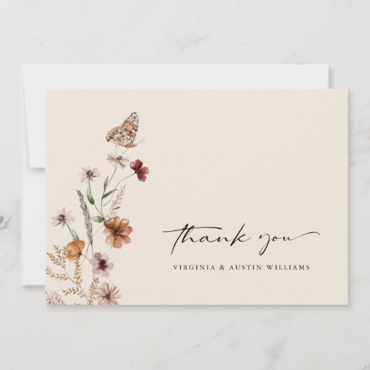 Boho Floral Wedding Bedankkaart (Voorkant)