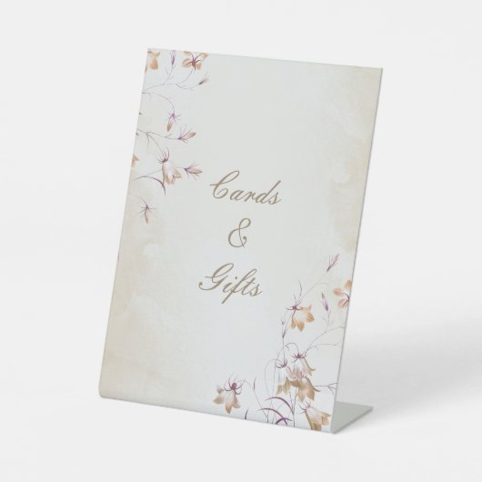 Boho Floral Wedding Cards en Gifts Table Sign Reclamebord Met Voetstuk (Voorkant)