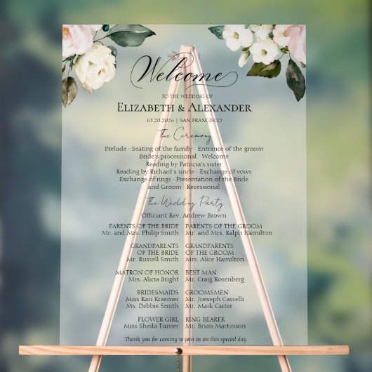 Boho Floral Wedding Ceremony Programma Acryl Teken Acryl Bord (Neutraal)
