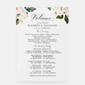 Boho Floral Wedding Ceremony Programma Acryl Teken Bord (Voorkant)