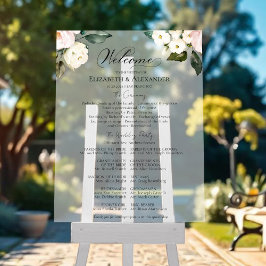 Boho Floral Wedding Ceremony Programma Acryl Teken Bord