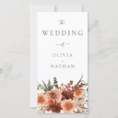 Boho Floral Wedding Ceremony Receptie Programma (Voorkant)