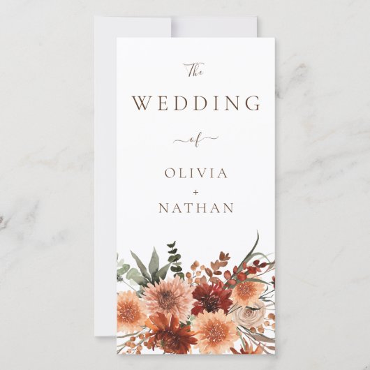 Boho Floral Wedding Ceremony Receptie Programma (Voorkant)