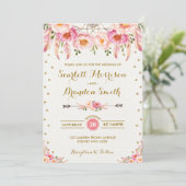 Boho Floral Wedding/Chic Blush Pink Gold Floral Kaart (Staand voorkant)