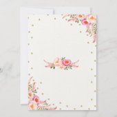 Boho Floral Wedding/Chic Blush Pink Gold Floral Kaart (Achterkant)
