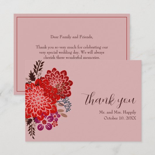Boho Floral Wedding Dank u kaarten (Voorkant / Achterkant)