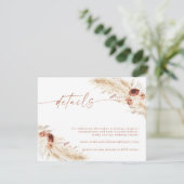 Boho Floral Wedding Details Card | Weddenschap-web Bedankkaart (Staand voorkant)
