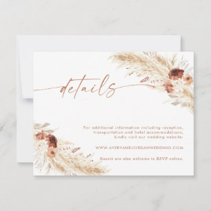 Boho Floral Wedding Details Card Weddenschap-web Bedankkaart