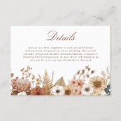 Boho Floral Wedding Details Informatiekaartje (Voorkant)