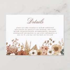 Boho Floral Wedding Details Informatiekaartje