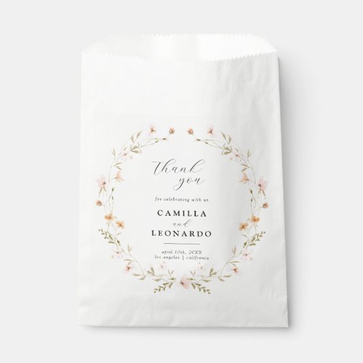 Boho Floral Wedding Favor Bag Bedankzakje (Voorkant)