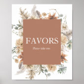 Boho Floral Wedding Favors Sign Print (Voorkant)