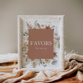 Boho Floral Wedding Favors Sign Print