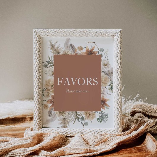 Boho Floral Wedding Favors Sign Print